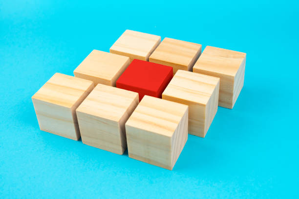 istock Red wooden block standing out from the group. Divergent views concepts. 1768796430