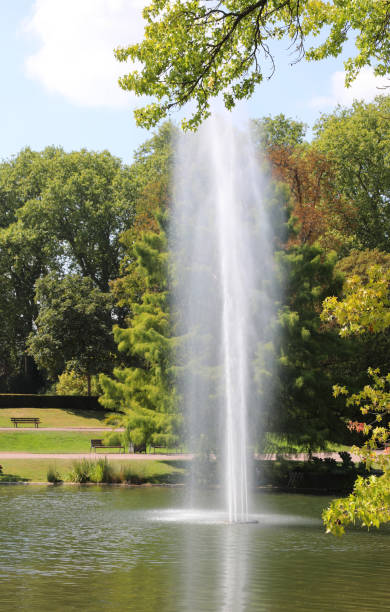 istock fountain with powerful high water jet in the pond 1768796581