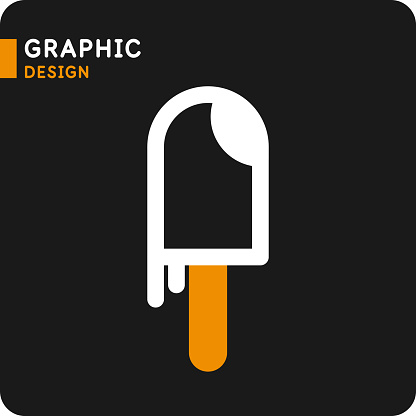 The image represents ice cream. Vector illustration in a simple style. Modern graphics. Popsicle icon. A milk-based product.