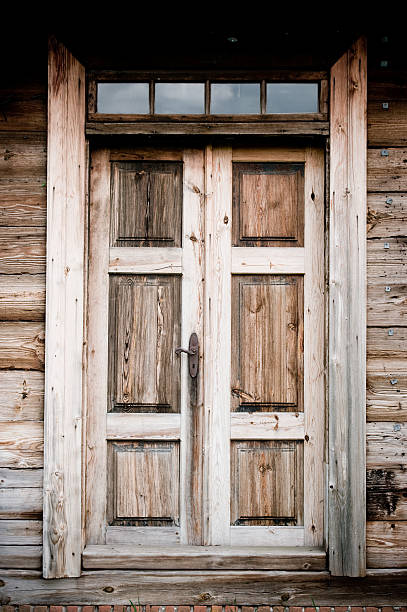 istock Old door in wooden cottage 176880329