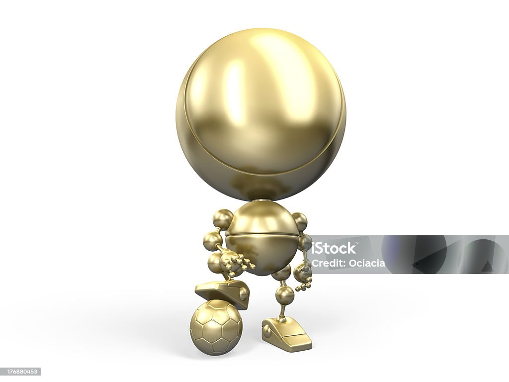 Golden vencedor com bola de futebol da - Foto de stock de Abaixo royalty-free