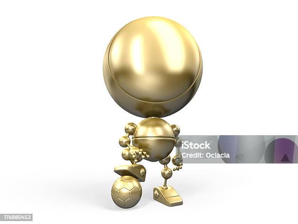 Foto de Golden Vencedor Com Bola De Futebol Da e mais fotos de stock de Abaixo - Abaixo, Androide, Arte, Cultura e Espetáculo