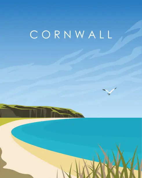 Vector illustration of Cornwall travel poster