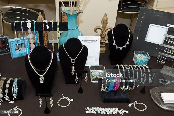 Crafts Table Stock Photo - Download Image Now - Jewelry, Table, Market Vendor