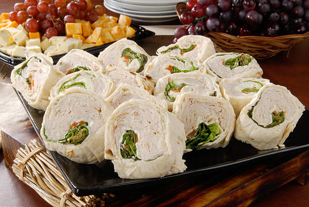 turchia wrap - tray sandwich wrap sandwich party foto e immagini stock