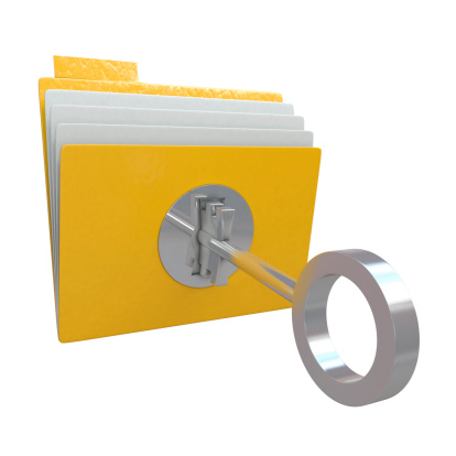 Folder With Lock And Key Stock Photo - Download Image Now ...