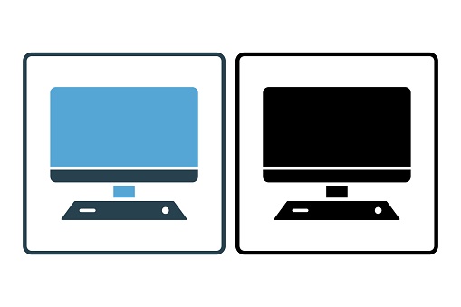 monitor display icon. icon related to device, computer technology. Solid icon style. Simple vector design editable