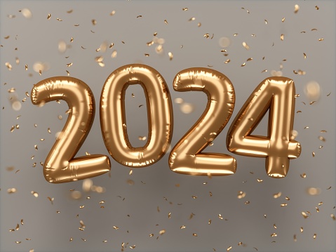 2024 text with glitter background