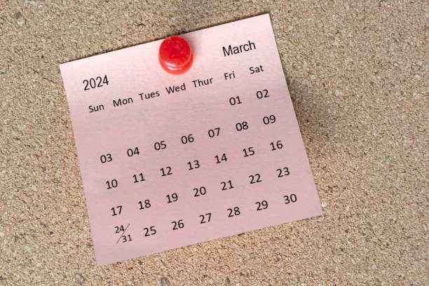 istock March 2024 calendar on sticky note. Reminder and 2024 new year concept 1768811568