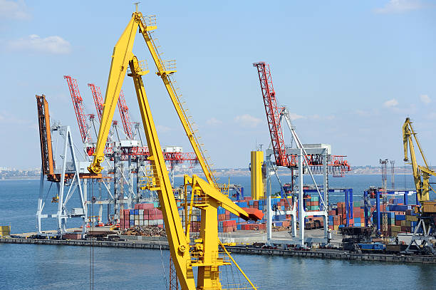 istock Port warehouse with cargoes and containers 176881199