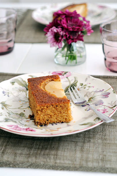 istock Piece of upside down pear  cake 176881575