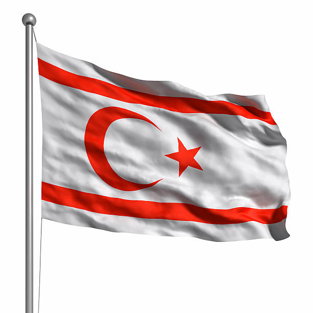 Flag Of Northern Cyprus. Rendered with fabric texture (visible at 100%). Clipping path included.