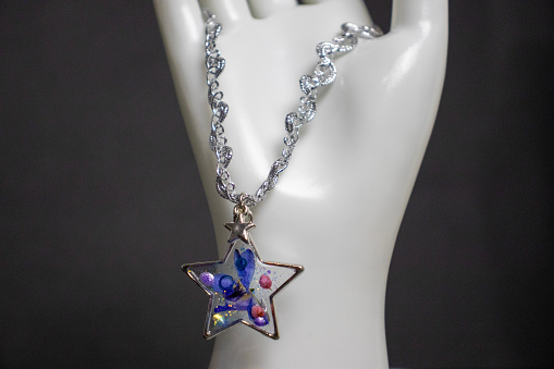 Cat Dog Collar Choker Pendant For Women, DIY, Handmade, Jewelry. Epoxy resin, beads, ribbon.