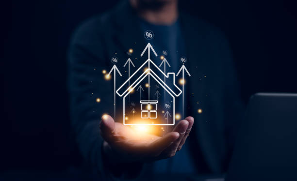 Real estate value growth concept. Owner home investment planning real estate business arrow up with house and percent icon. Property market. Home tax, Rental income earning profit Investor strategy. concepto de crecimiento del valor inmobiliario. planificación de la inversión de la casa del propietario, flecha hacia arriba con la casa y el icono de porcentaje. mercado inmobiliario. impuesto sobre la vivienda, ingresos por alquiler que obtienen benef