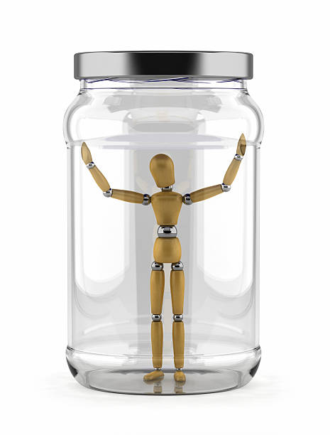 istock Man trapped in glass jar 176882019