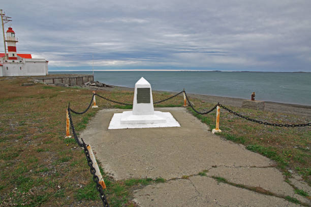 The lighthouse on Magellanic Strait, Tierra del Fuego, Chile Magellanic Strait, Chile - 21 Dec 2019: The lighthouse on Magellanic Strait, Tierra del Fuego, Chile chile argentina punta arenas magellan penguin stock pictures, royalty-free photos & images