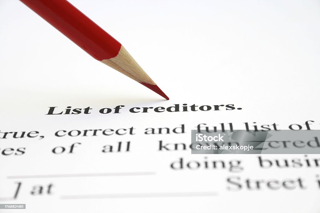 creditors のリスト - クローズアップのロイヤリティフリーストックフォト