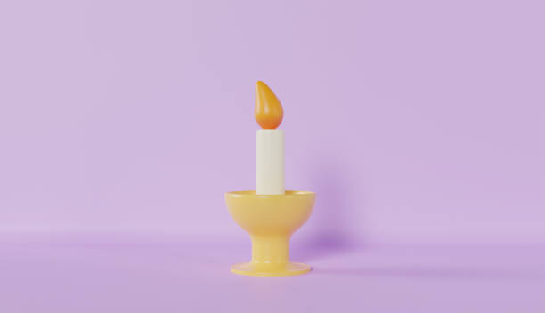Candle illustration realistic on pink background