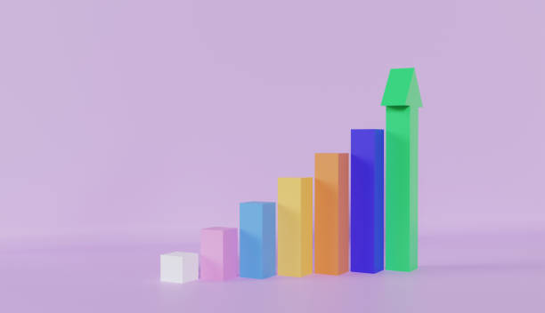 istock Growing bars graphic rising forward achievement on pink background 1768829404