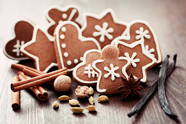 Christmas time gingerbreads with oranges - sweet food Cardamom stock pictures, royalty-free photos & images