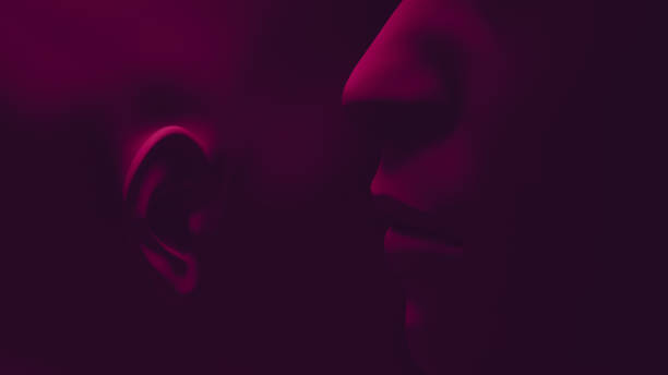 Whispering in the ear. Verbal communication