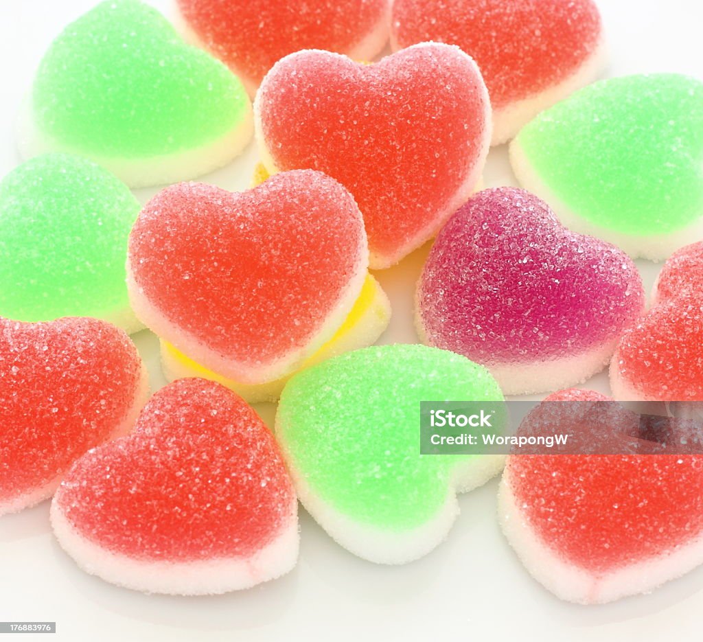 Kolorowe serce Zgalaretowacieją pokryte cukrem - Zbiór zdjęć royalty-free (Bez ludzi)