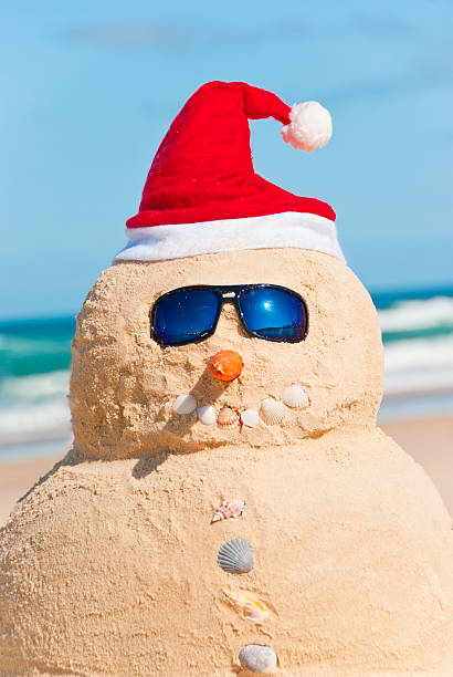 istock Perfect Christmas Snowman On Australian Beach 176884319