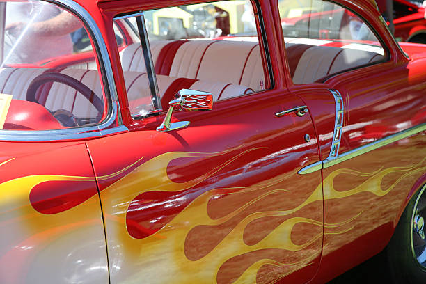 Painted Flames on Car stock photo