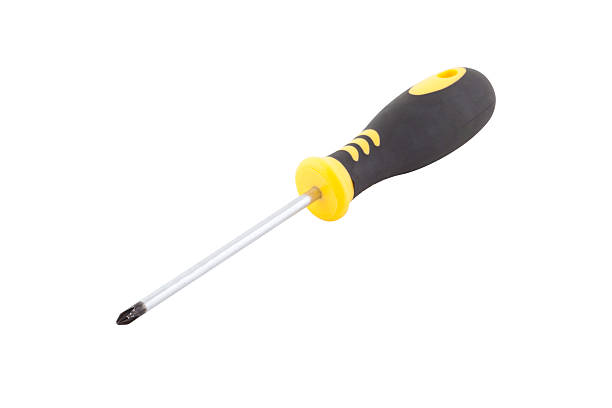 tournevis avec poignée en caoutchouc - screwdriver isolated phillips work tool photos et images de collection