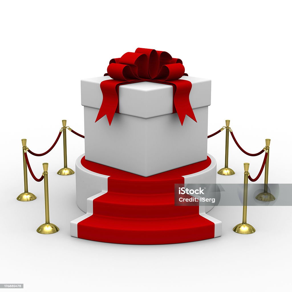 Scatola regalo bianco sul podio. Immagine 3D isolato - Foto stock royalty-free di Arte
