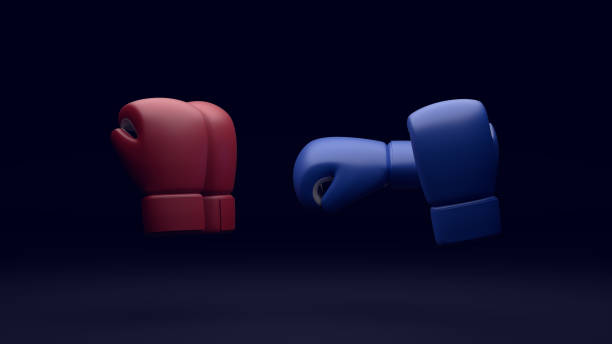 istock Boxing gloves in blue and red on a dark background. 1768855188