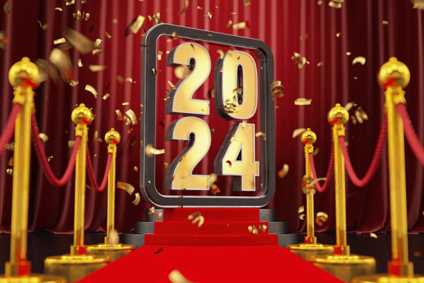 istock 2024 Neon Sign on Red Carpet with Confetti 1768856851