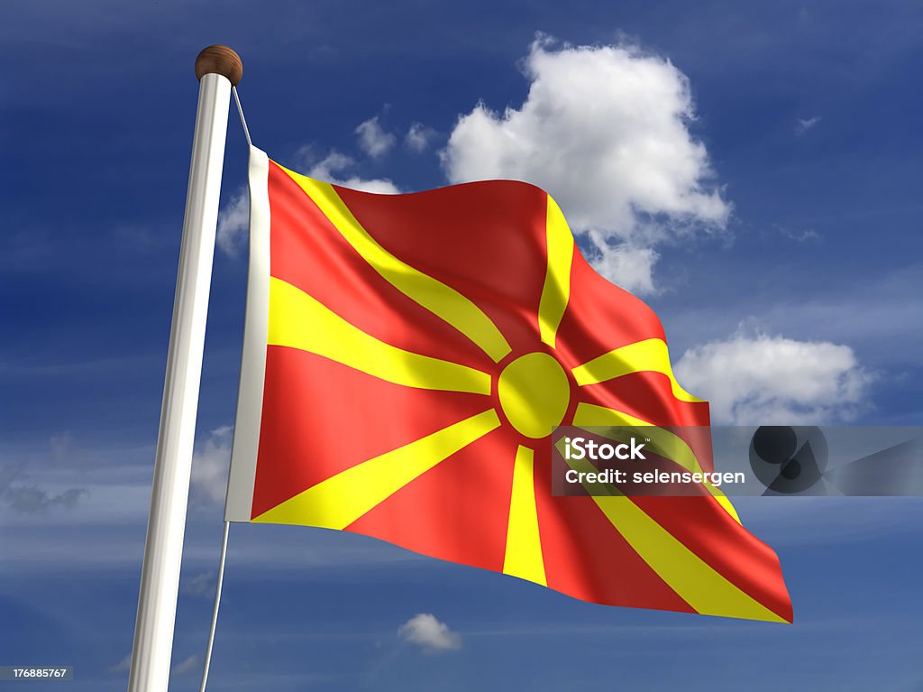 Macedonia bandiera (con clipping path - Foto stock royalty-free di Ambientazione esterna