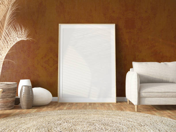 istock Empty Mockup Picture Frame in Scandinavian Style Cozy Beige Room 1768857994