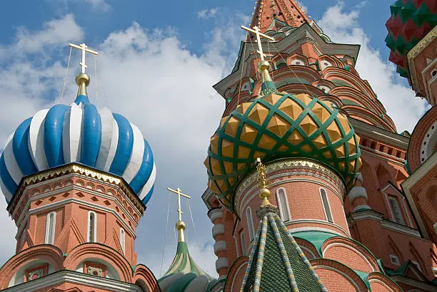 Architecture buildings St.Basil Cathedral on Red Square in Moscow Russia