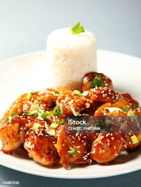 Sesame Chicken With Rice Stock Photo - Download Image Now - Chicken Meat, Sesame, Honey