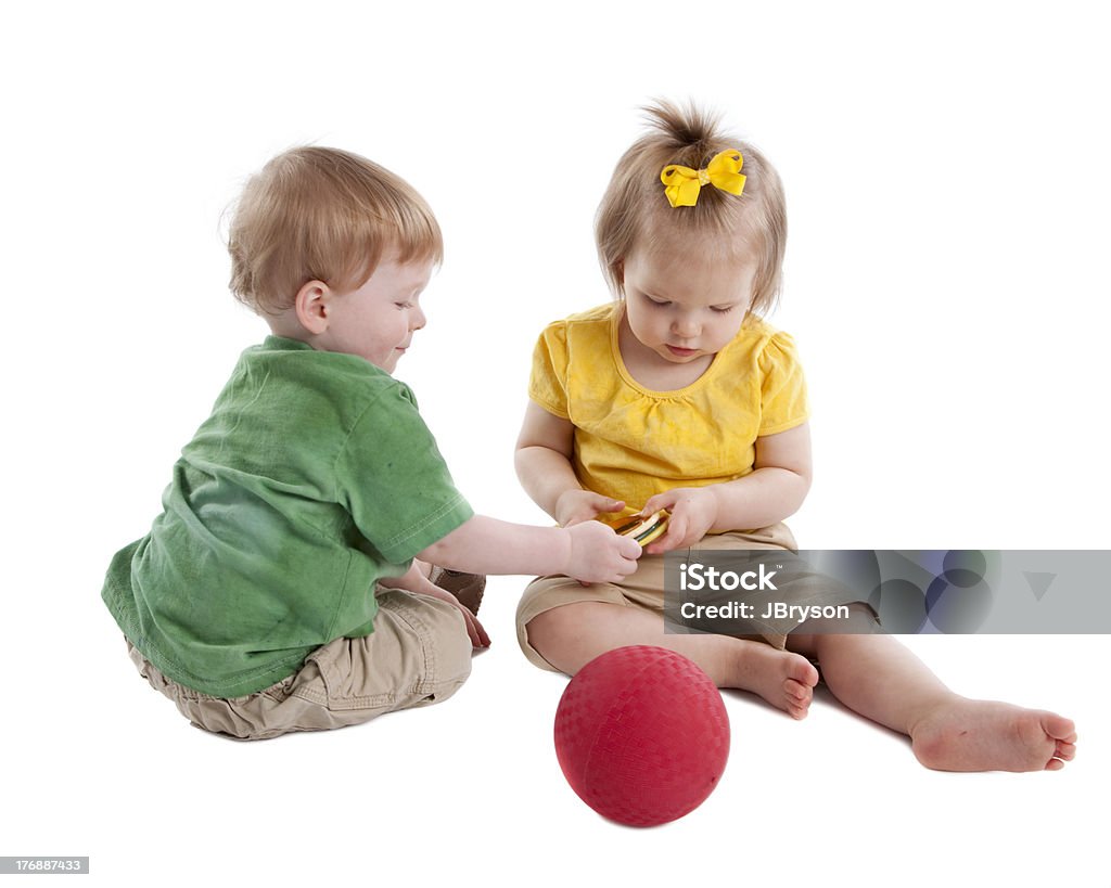 Menino e Menina Criança pequena Twins brincando juntos - Royalty-free Criança pequena Foto de stock