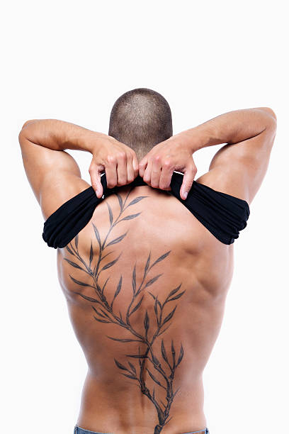 istock Sexy young male with tatoo on his back 176887522