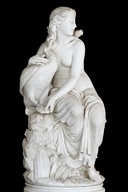 Aphrodite statue on black background found at Achilleion palace of Corfu island in Greece