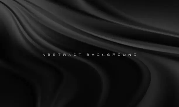 Vector illustration of Abstract black fabric wave with blank space luxury background vector