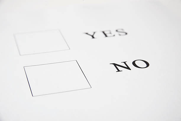 white yes and no checkboxes stock photo