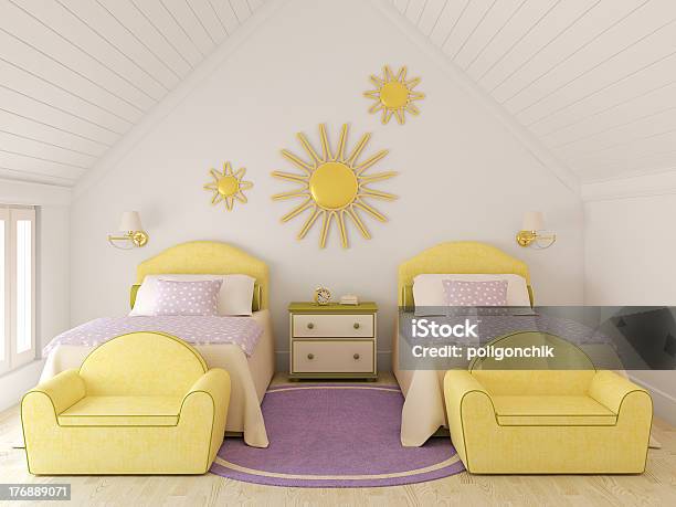 Twins Nursery Stock Photo - Download Image Now - Playroom, Symmetry, Apartment