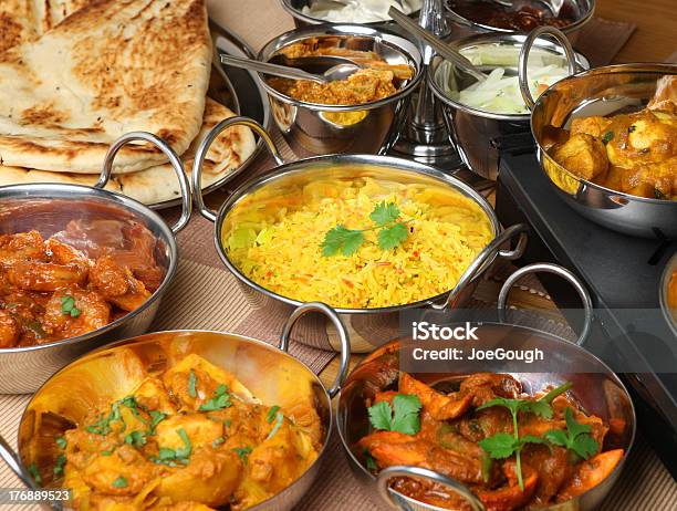 Indian Food Banquet Stock Photo - Download Image Now - Balti Dish, Banquet, Basmati Rice