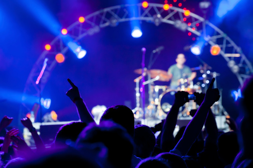 Crowd of fans at an open-air live concert