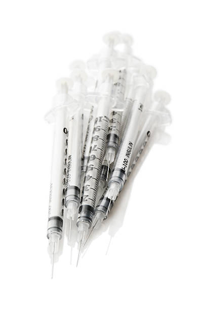 istock Insulinic syringes on a white background 176891130