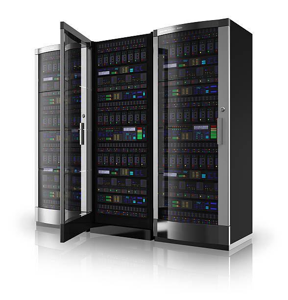 서버 랙 및 개방 - network server black computer network rack 뉴스 사진 이미지