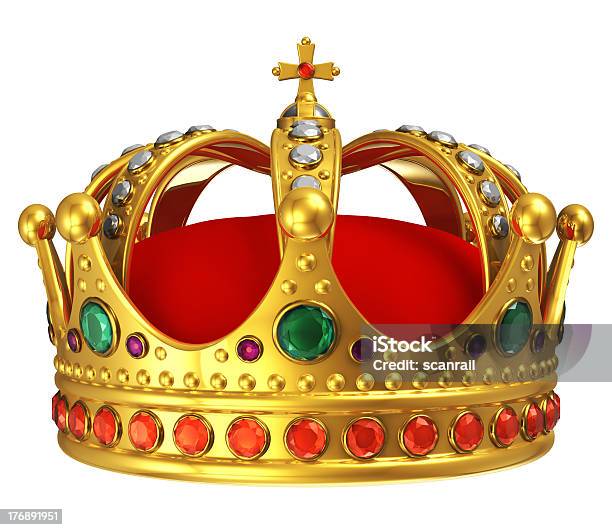 Coroa Real De Ouro - Fotografias de stock e mais imagens de Coroa - Enfeites para a cabeça - Coroa - Enfeites para a cabeça, Rei - Pessoa Real, Fundo Branco