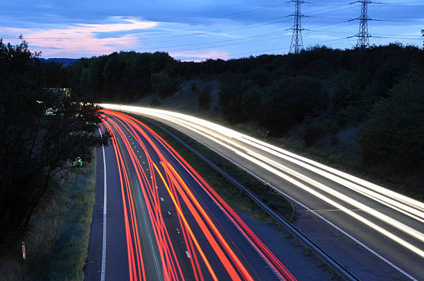 自動車照明、highway - road reflector ストックフォトと画像