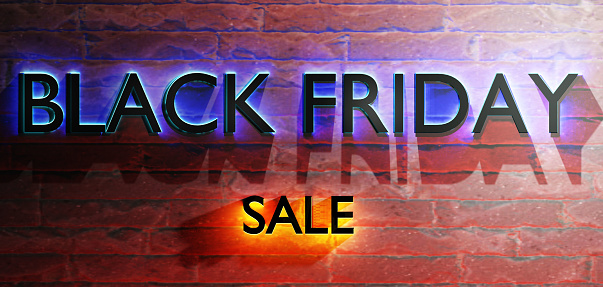 Black Friday Sale web banner. 3D render illustration.