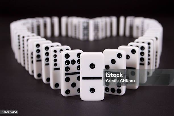 Dominos In Heart Shape Stock Photo - Download Image Now - Domino Effect, Heart Shape, Domino